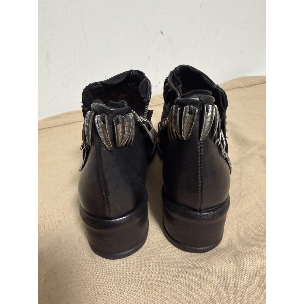 A.S.98 Boots Womens Size 8.5 Black Leather Studded Ankle Zip Block Heel Booties - Picture 6 of 16